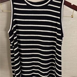 Ambrielle Black and White Striped Tank Top